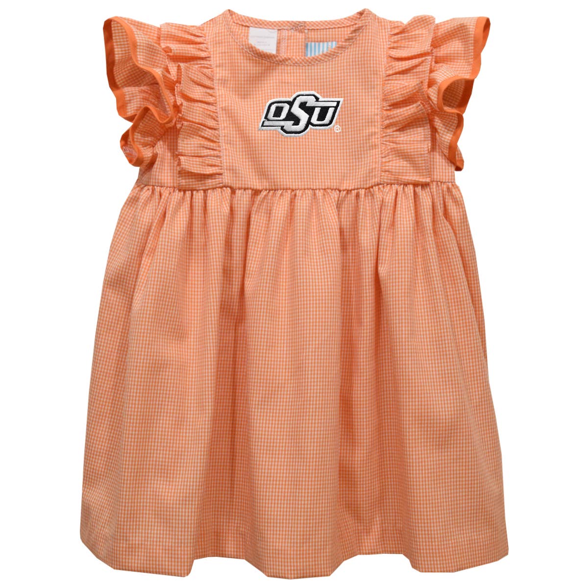 OSU Cowboys Embroidered Gingham Ruffle Dress