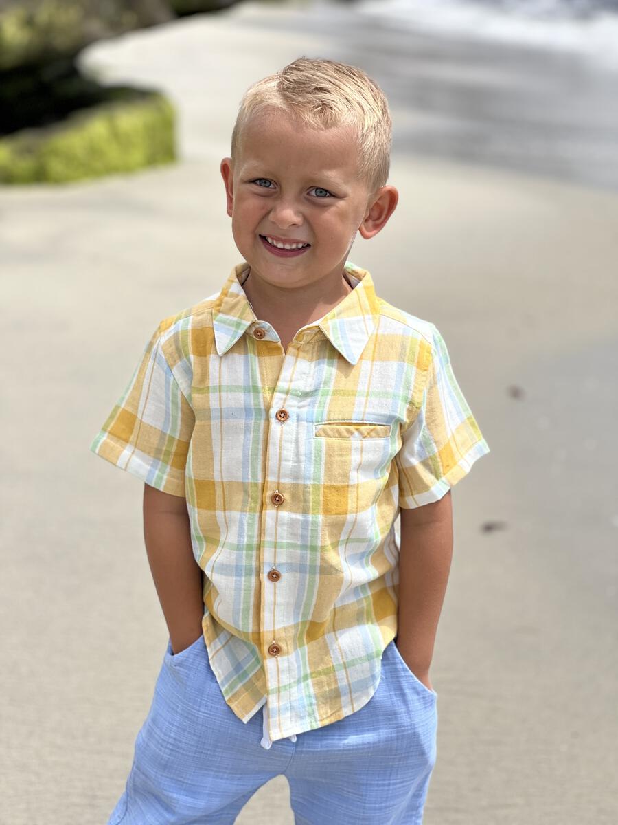 Newport Gold & Cream Plaid Woven Shirt