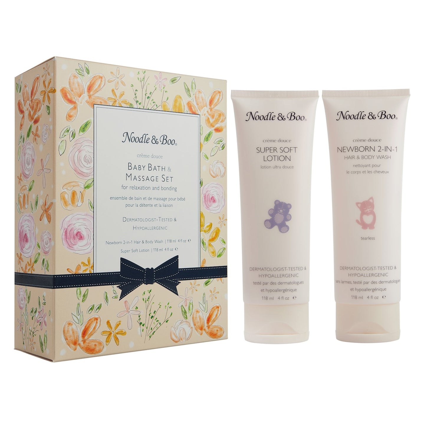 Baby Bath & Massage Gift Set - Peach flowers