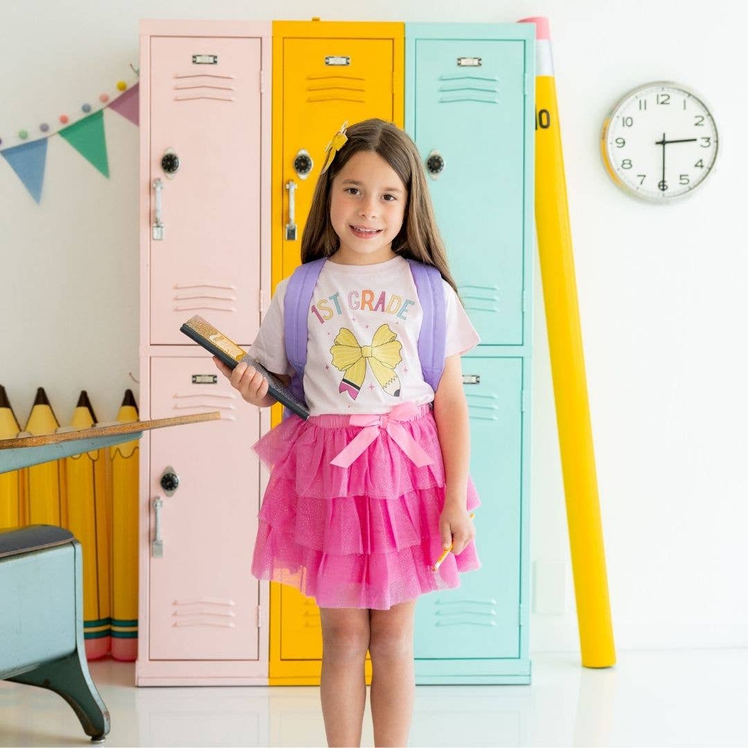 Raspberry Bow Tiered Skirt