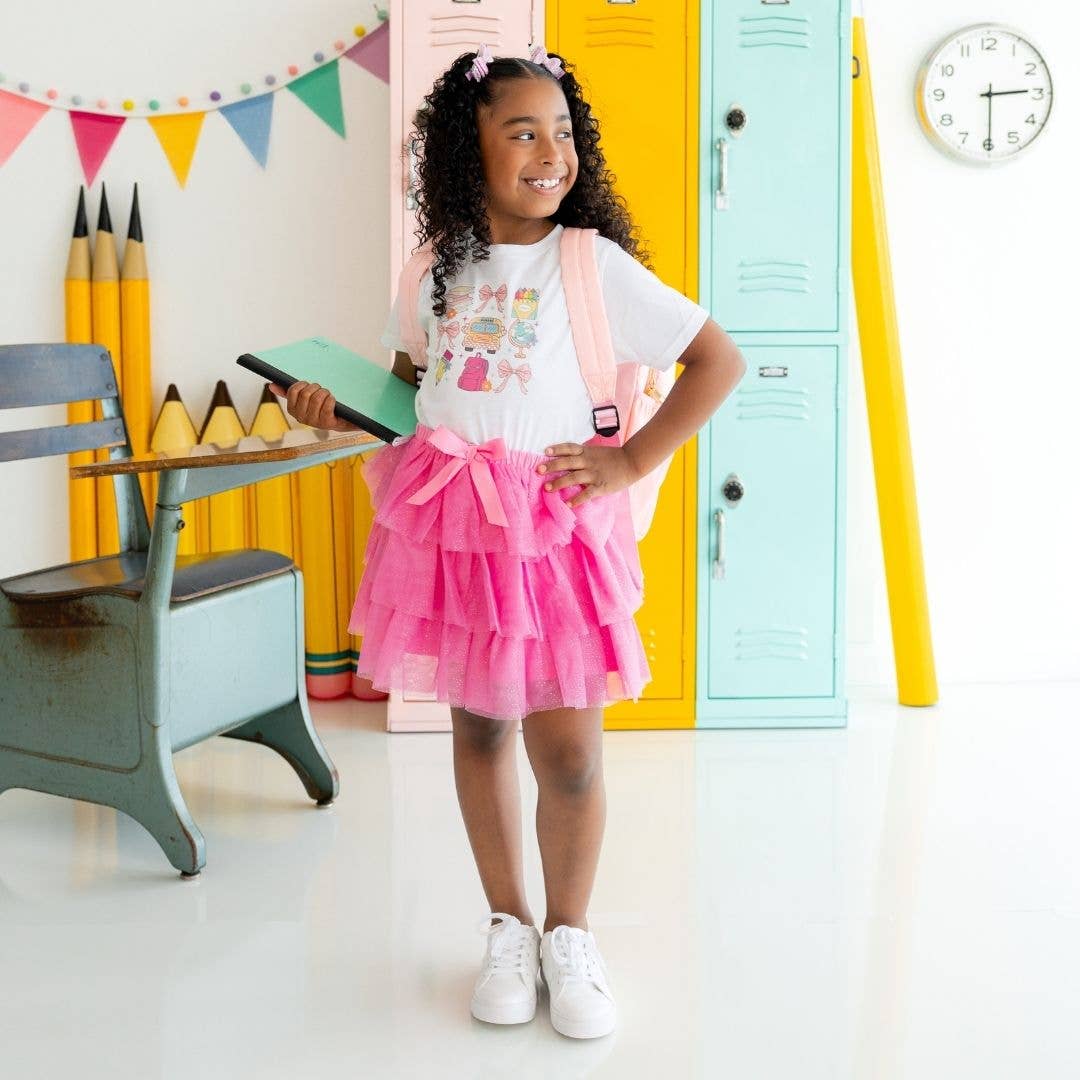 Raspberry Bow Tiered Skirt