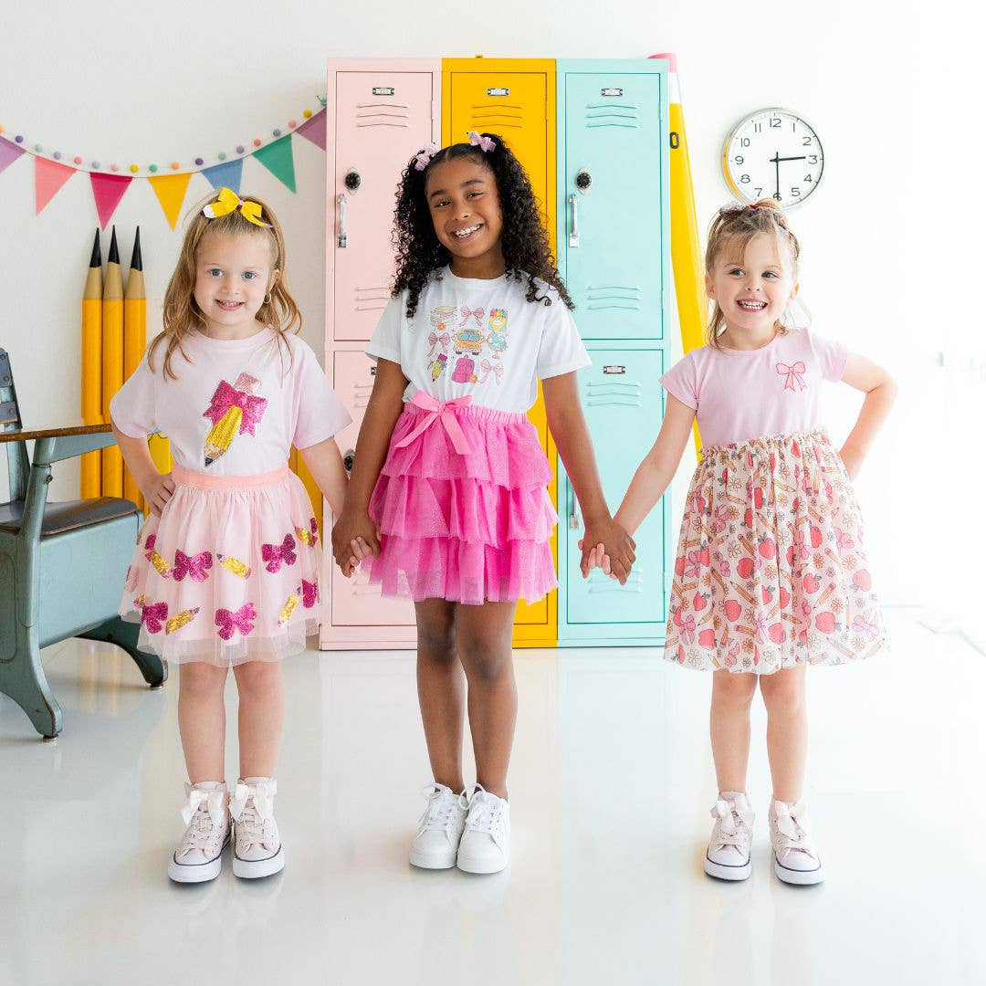 Raspberry Bow Tiered Skirt