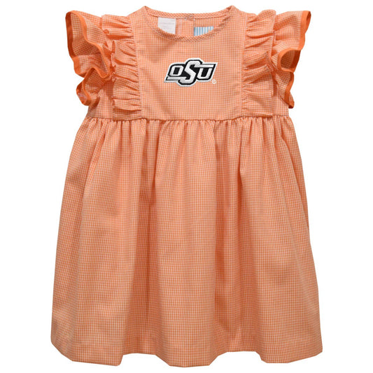 OSU Cowboys Embroidered Gingham Ruffle Dress