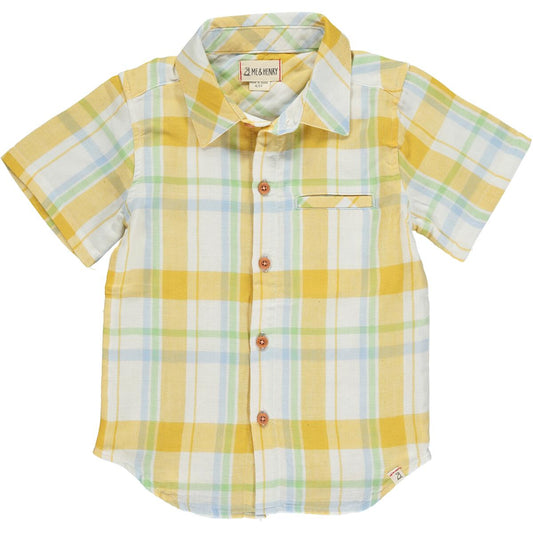 Newport Gold & Cream Plaid Woven Shirt