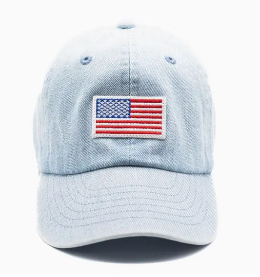 Light Denim Flag Baseball Hat
