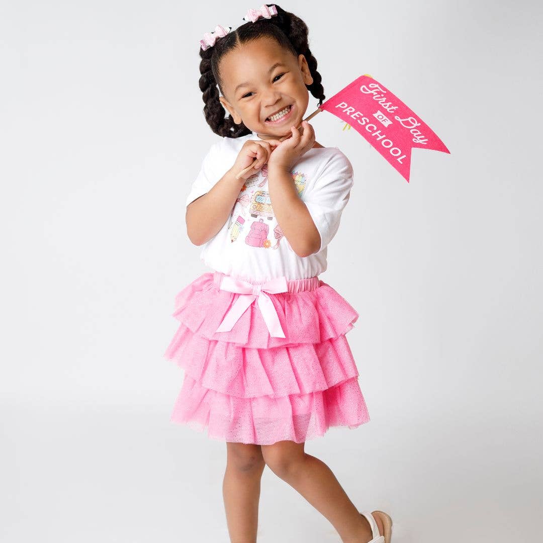 Raspberry Bow Tiered Skirt