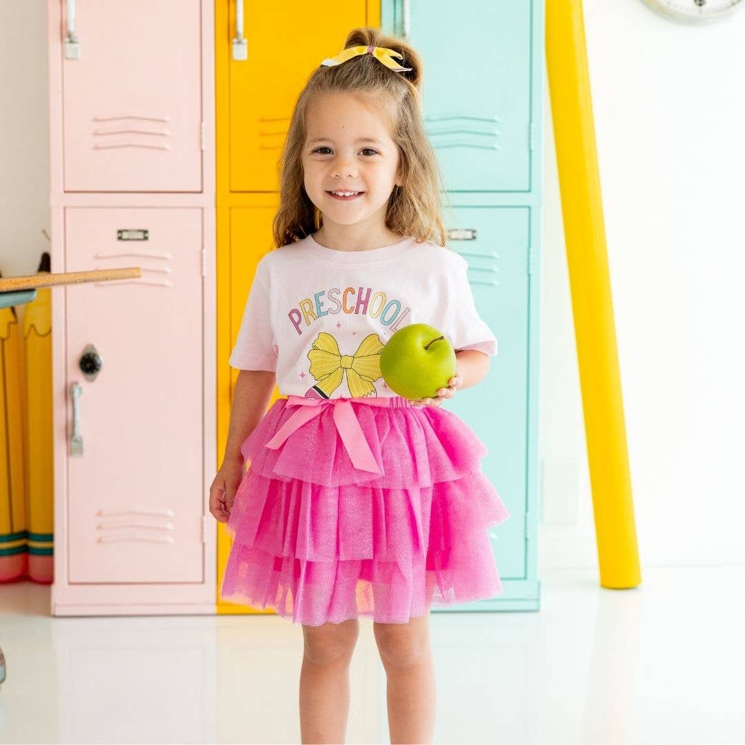 Raspberry Bow Tiered Skirt