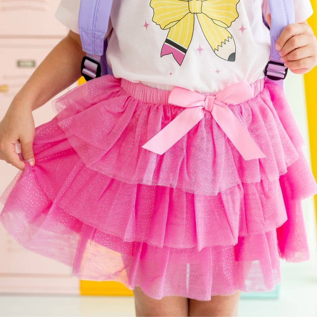 Raspberry Bow Tiered Skirt